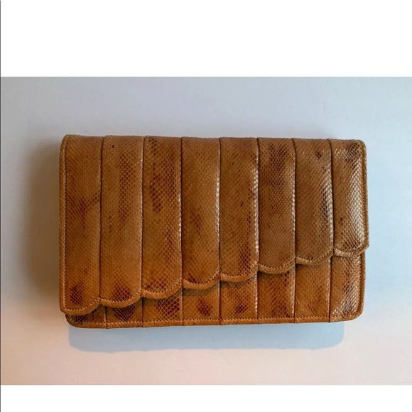 1970’s Vintage Snakeskin Envelope Clutch - Picture 1 of 7